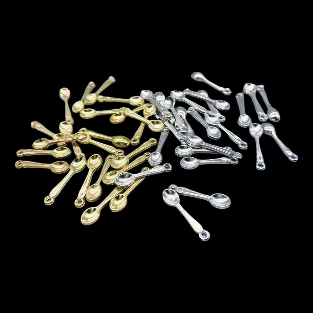 Gold Cutlery Flatware - 100 шт., маленькая ложка, подвеска, позолоченная