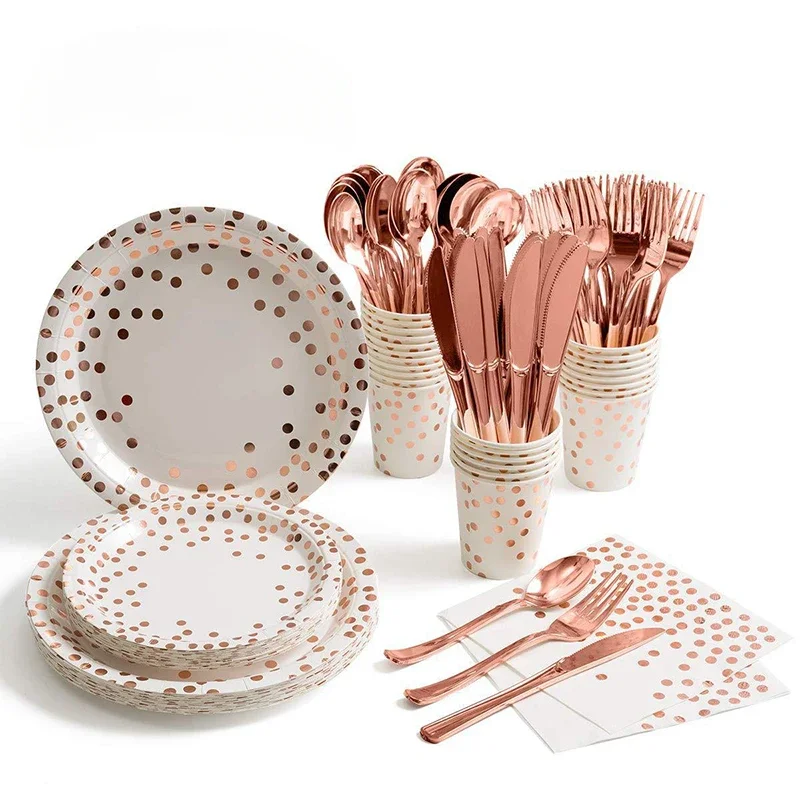 Одноразовые скатерти из розово – обзор и цена Gold Cutlery Flatware